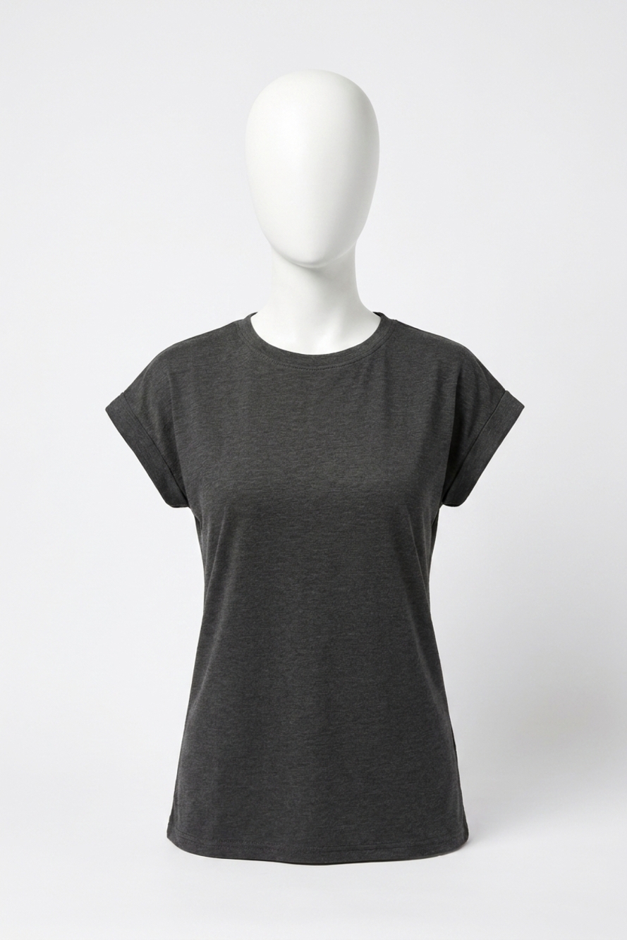 NEW ZENANA cotton modal rolled sleeve tee in black
